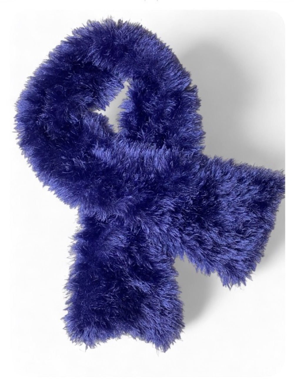 Hand Crocheted Fuzzy Scarf Deep Lavender Purple Handmade 66x8